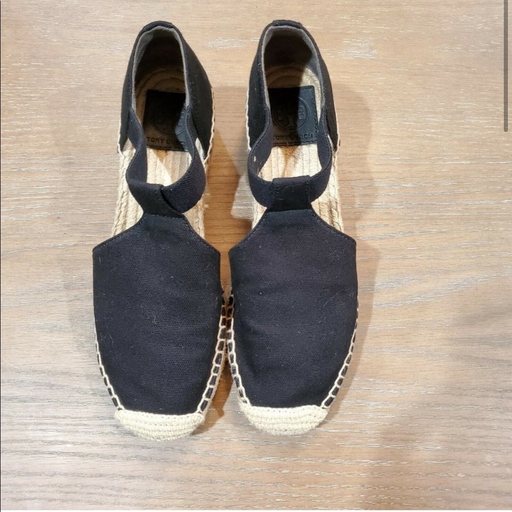 Tory Burch Black and Cream Espadrilles